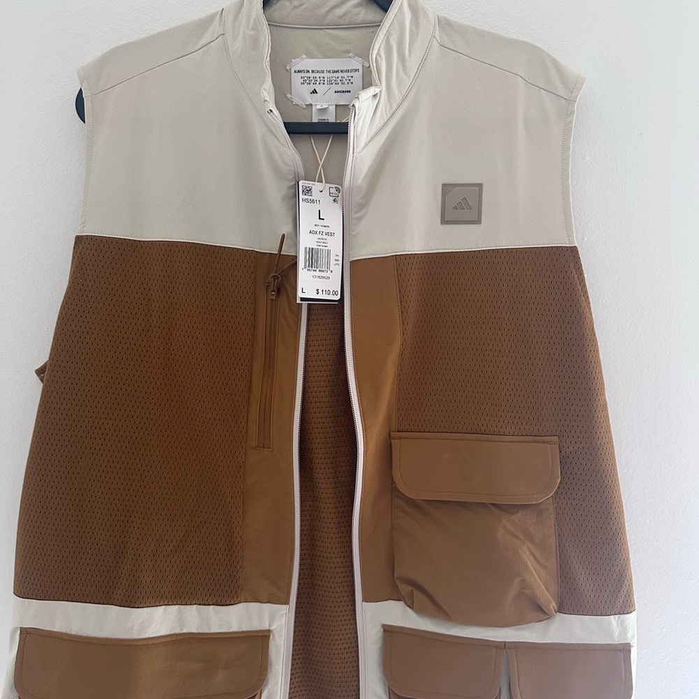 Adidas Brown and Cream Color-Blocked Vest
